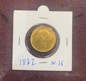 Sterlina d'oro Vittoria Giovane 1872