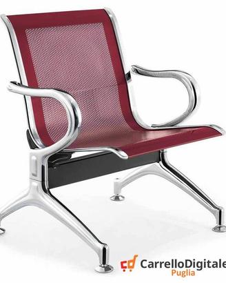 Panca per sala attesa 1 posto in acciaio Rosso