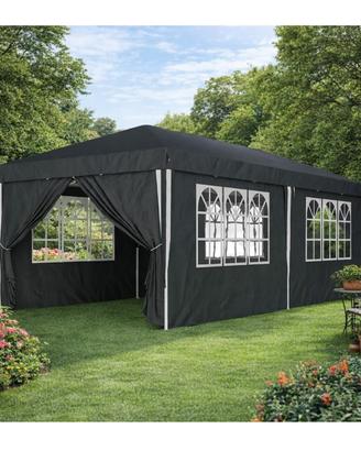 Gazebo 3x6 Con Pareti Laterali Finestre E Porte 