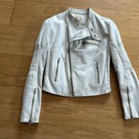 Chiodo bianco in vera pelle