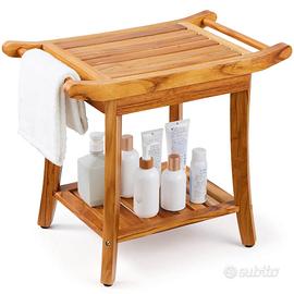 Panca per Doccia in Teak Sgabello Doccia in Legno