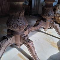 Tavolo Mogano antico artigian. doppio tripiede