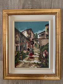 Quadro a mezzo punto con cornice in legno