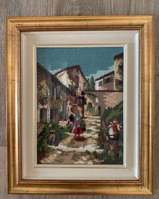 Quadro a mezzo punto con cornice in legno