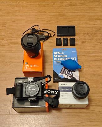 Sony a6500 + Sony 18-105 e Sigma 30 + accessori