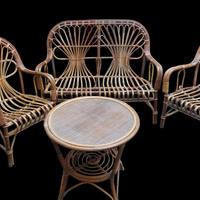 salotto in vimini vintage 