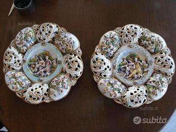 2 piatti porcellana capodimonte 900
