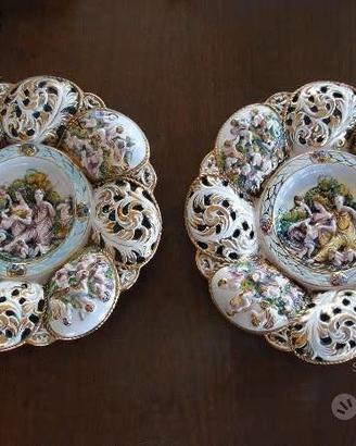 2 piatti porcellana capodimonte 900