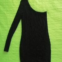 Vestito monospalla in pizzo nero Only