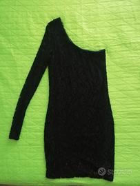 Vestito monospalla in pizzo nero Only