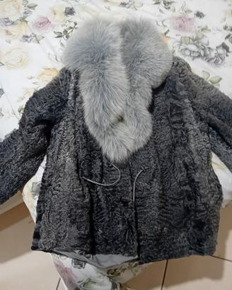 pelliccia astrakan in ermellino grigio