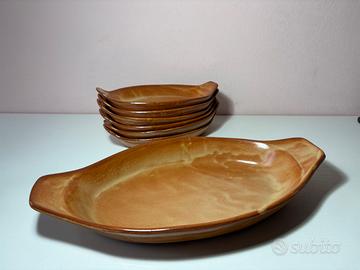 Servizio da pesce in terracotta vintage