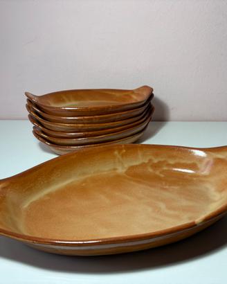 Servizio da pesce in terracotta vintage