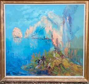 Grande quadro '70 olio su tela materica firmato