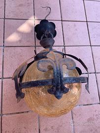 Lampadario vintage ferro e murano