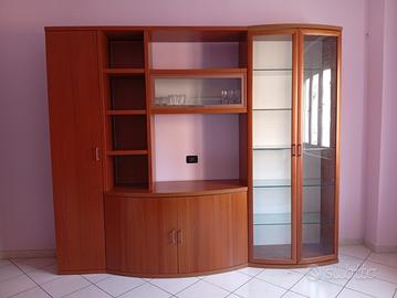 Mobile soggiorno con vetrina in legno