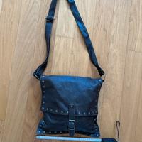 Borsa tracolla pelle marrone testa di moro foderat