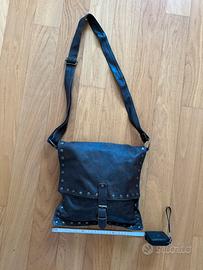 Borsa tracolla pelle marrone testa di moro foderat