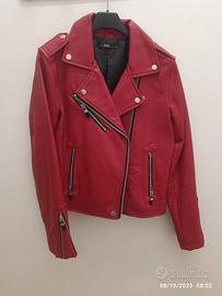 giubbino chiodo ecopelle rosso Zuiki 