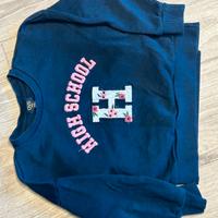 Felpa garzata blu High School con H floreale