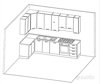 Cucina ad angolo colore ghiaccio / tortora