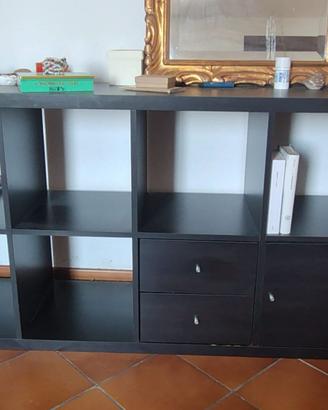 IKEA KALLAX NERA 2x4 con due cassetti e un anta