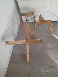 Set  3 Tavolini in legno e vetro
