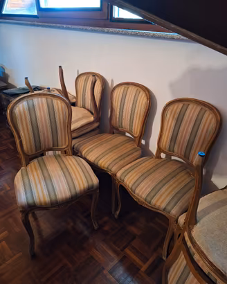 7 Sedie Antiche Vintage in Legno Massello