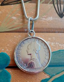 Moneta 500 lire in argento ciondolo