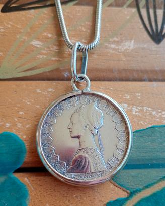 Moneta 500 lire in argento ciondolo