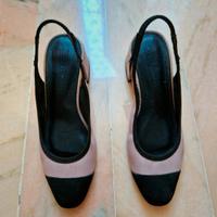 Ballerine rosa e nere con tacco