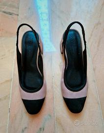 Ballerine rosa e nere con tacco