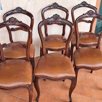 sedie anni 70 in noce e pelle 