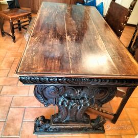 Scrivania antica legno massello tavolo 