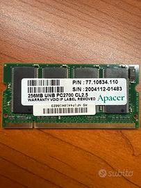 Ram  Apacer 256MB UNB PC2700. CL2.5
