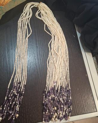 Collana a sciarpa di perle e ametiste