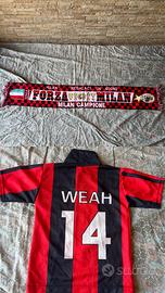 Lotto tifoso Milan maglia gadget cappelli 10 pezzi