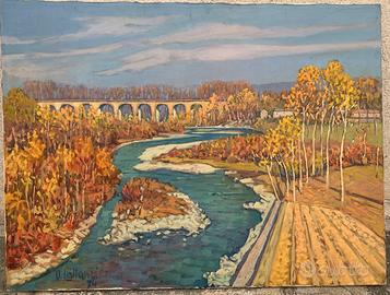 Umberto Lattanzi quadro dipinto olio ponte Cuneo