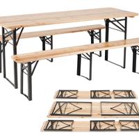 Set Birreria Tavolo Panche Pieghevoli Legno 220Cm