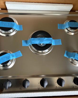 Piano cottura gas 5 fuochi acciao inox nuovo