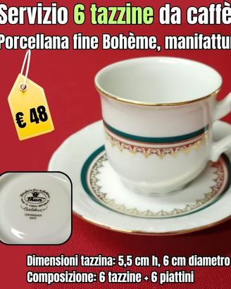 6 tazzine da caffè THUN Porcellana fine Bohème