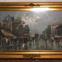 Dipinto olio su tela "strada di Parigi"