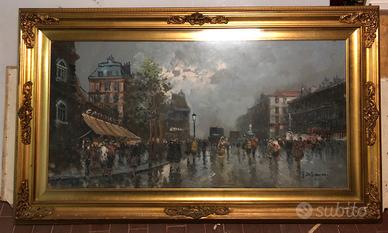 Dipinto olio su tela "strada di Parigi"