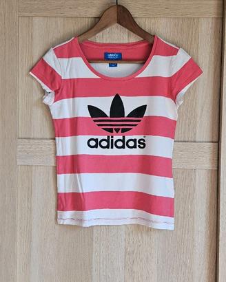 T-shirt Adidas 40 righe rosa cotone