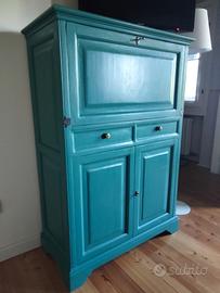 Mobile con cassetti e scrittoio color turchese