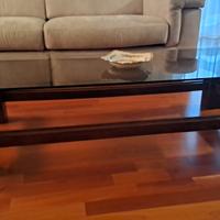 Tavolino in legno e cristallo 