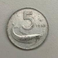 Moneta da 5 lire con delfino data 1953