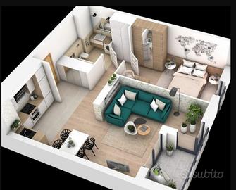 Ampio bilocale Cornate D'adda-balcone e cantina