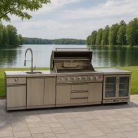 Cucina per esterno con barbecue a carbone