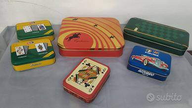 SCATOLE METALLO "MODIANO"-SCACCHI POKER MERCANTE-